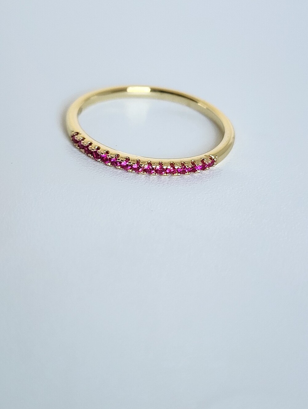 Pink Violet CZ Gold Plated Stacking Ring Dainty Band Size 6 - Picture 4 of 6
